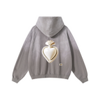 370GSM Unisex Monkey Wash Raw-Edge PP-Sprayed French Terry Hoodie Vintage Medium Grey