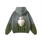 370GSM Unisex Monkey Wash Raw-Edge PP-Sprayed French Terry Hoodie Vintage Military Green