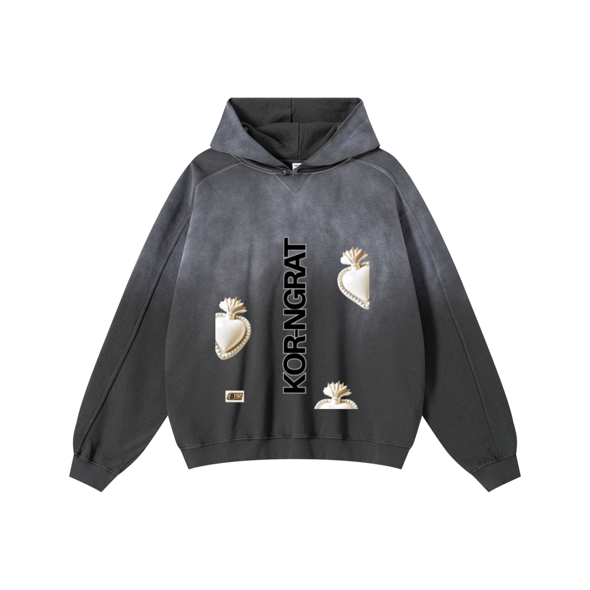 370GSM Unisex Monkey Wash Raw-Edge PP-Sprayed French Terry Hoodie Vintage Dark Grey