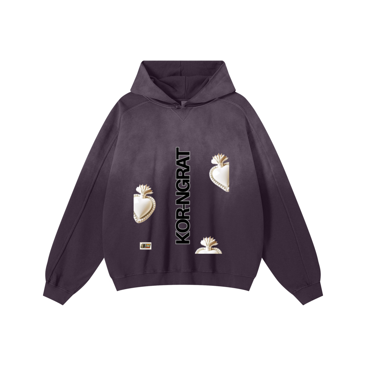 370GSM Unisex Monkey Wash Raw-Edge PP-Sprayed French Terry Hoodie Vintage Purple